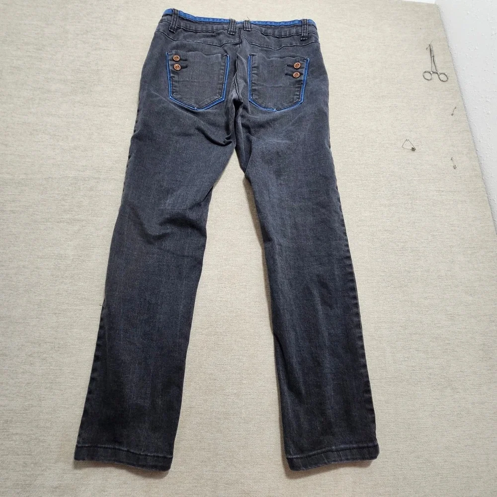 Chaokuzhe Straight Leg Jeans 32 Black Blue Contrast Two Tone Streetwear